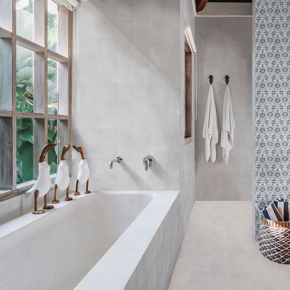 Carrelage effet carreaux de ciment Marlow White Whale 11,5x11,5 cm Nanda Tiles