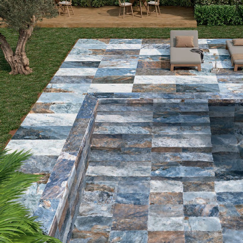 Carrelage piscine et terrasse Bali bleu